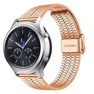 Fine Steel Strap, rose gold, on a watch, 3/4 front view