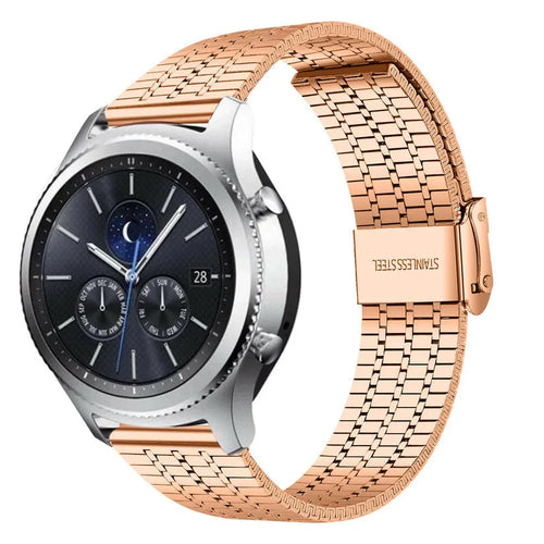Fine Steel Strap, rose gold, on a watch, 3/4 front view