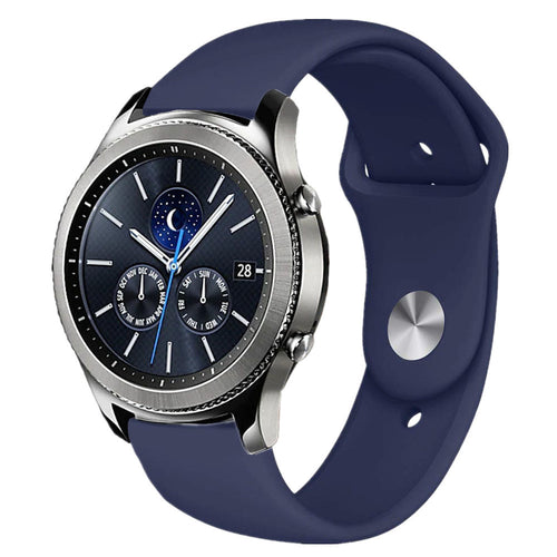 Silicone Sport Strap, dark blue, on a watch, 3/4 front view