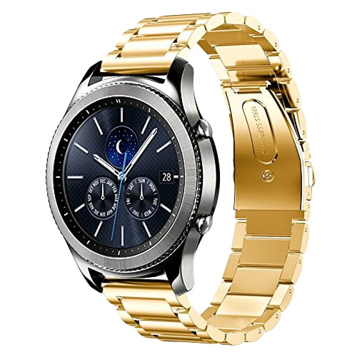 Steel Strap, gold, on a watch, 3/4 front view