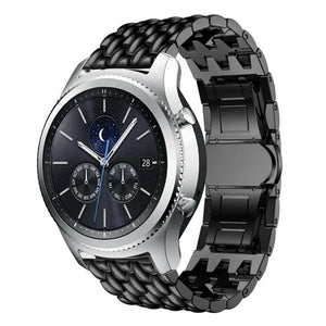 Steel Dragon Strap, black, on a watch, 3/4 front view