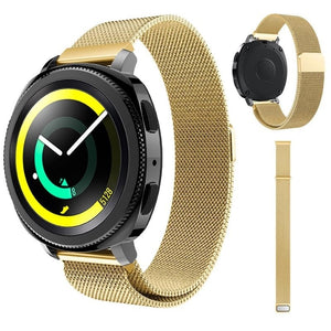 Milanese Strap, gold, on a watch, 3/4 front view