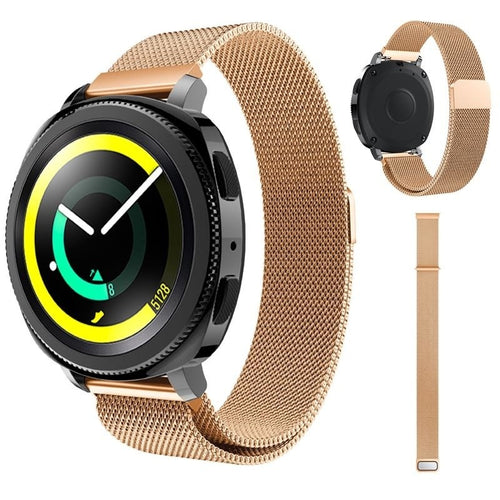 Milanese Strap, rose gold, on a watch, 3/4 front view