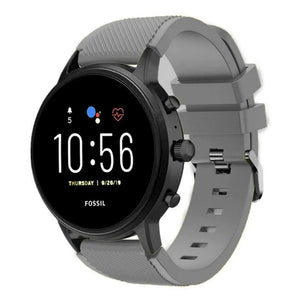 Twill Silicone Strap, grey, on a watch, 3/4 front view