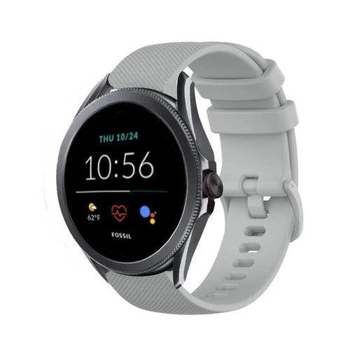 Premium Silicone Strap, grey, on a watch, 3/4 front view