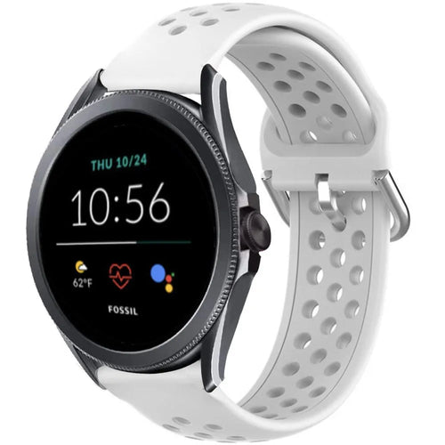 Breathable Silicone Strap, white, on a watch, 3/4 front view