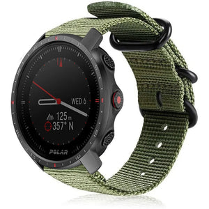 Nylon Buckle Strap, green, on a watch, 3/4 front view