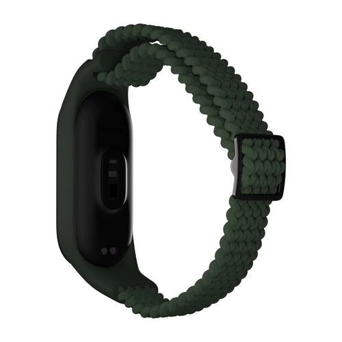 Nylon Mi Braided Strap, green, on a watch, 3/4 front view