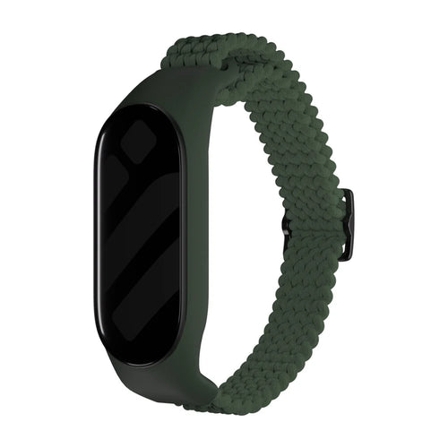 Nylon Mi Braided Strap, green, on a watch, 3/4 front view