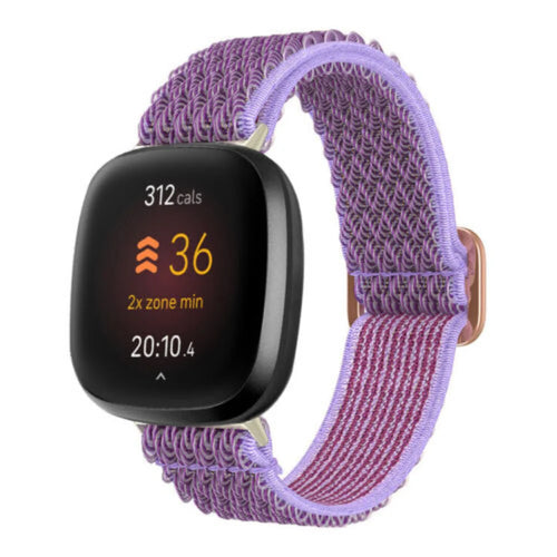 Braided Nylon Strap, lilac, on a watch, 3/4 front view