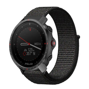 Nylon Strap, black, on a watch, 3/4 front view