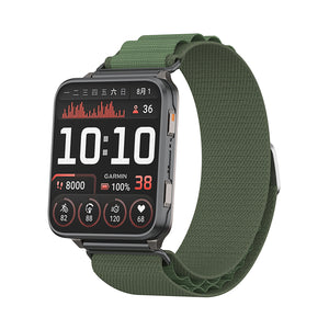 Alpine Nylon Strap, green, on a watch, 3/4 front view