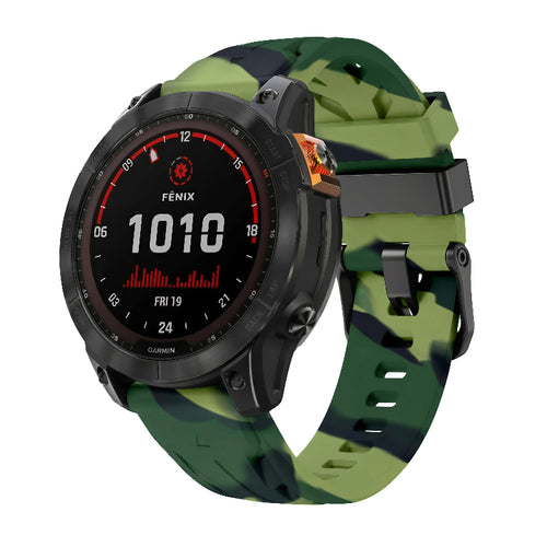 Bracelet silicone race Garmin Fenix E (vert camouflage)
