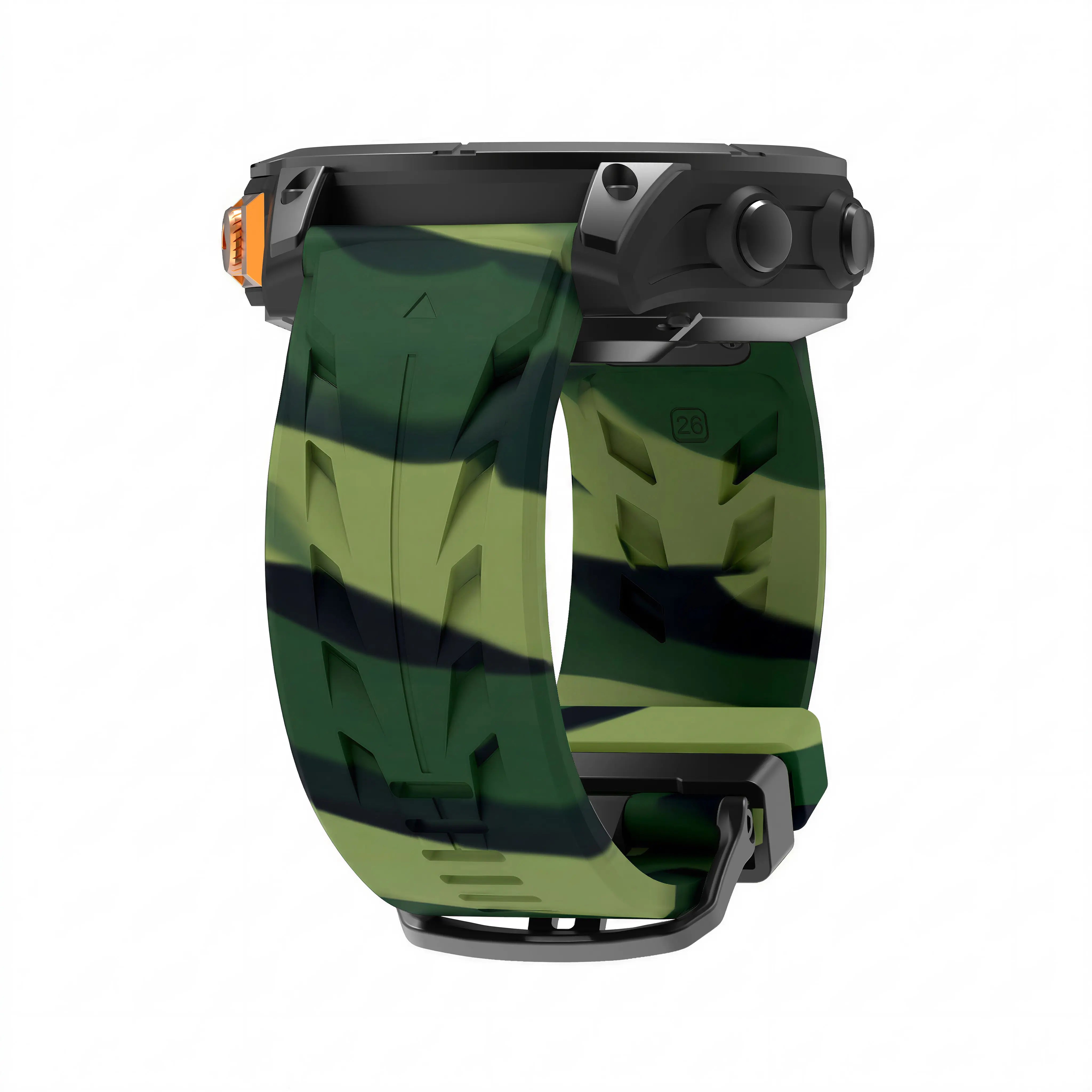 Bracelet silicone race Garmin Fenix E (vert camouflage)