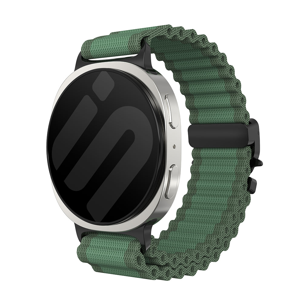 Bracelet nylon Outdoor avec boucle en P Samsung Galaxy Watch 9 - 44mm (vert avec noir)