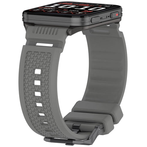 Silicone Strap, grey, on a watch, 3/4 front view