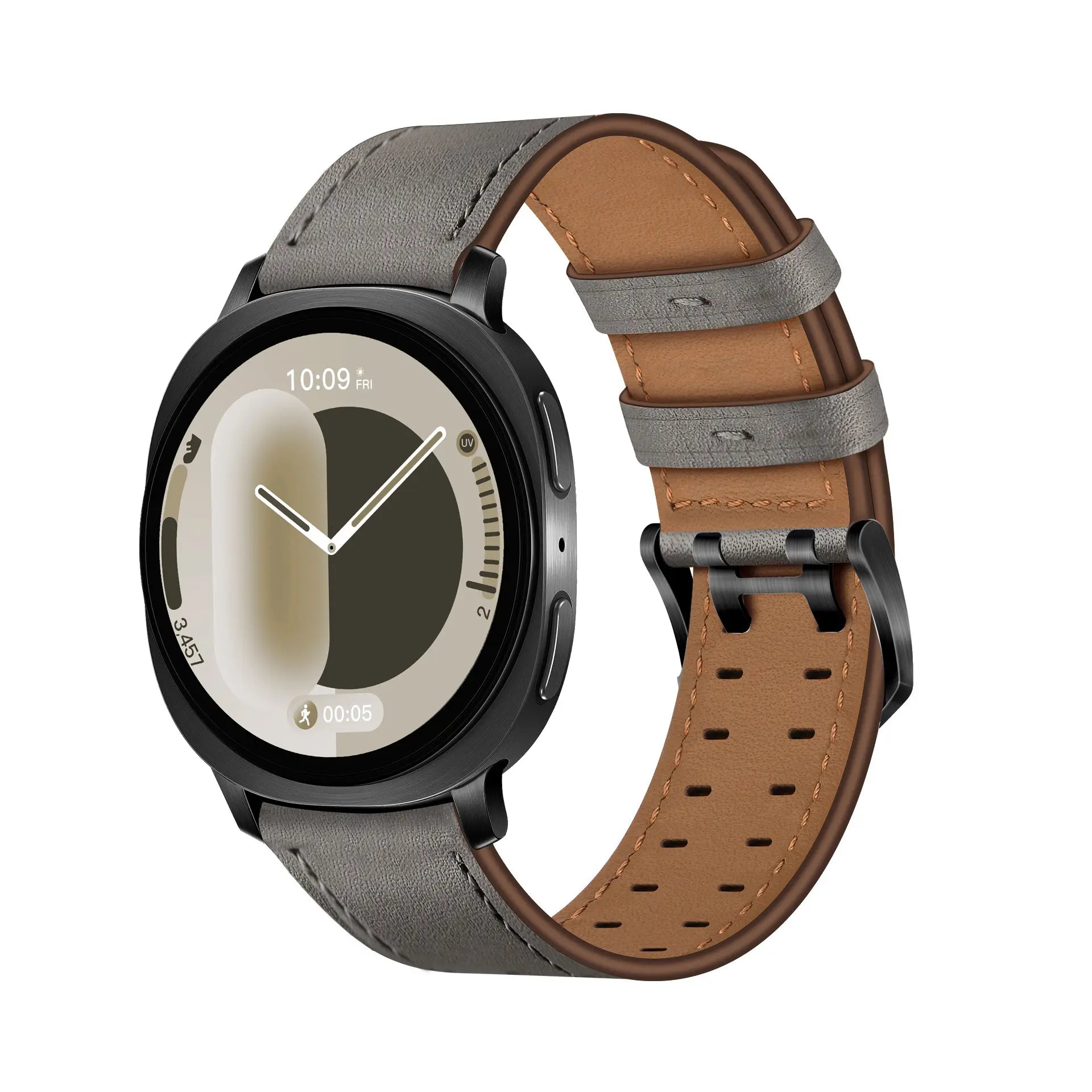 Bracelet cuir à double épingle Samsung Galaxy Watch 9 - 44mm (gris)