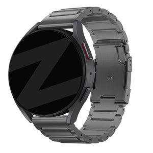 Titanium Strap 'Classic', graphite, on a watch, 3/4 front view