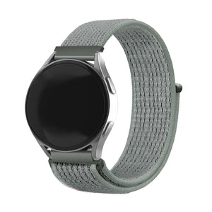 Nylon Strap, grey-green, on a watch, 3/4 front view