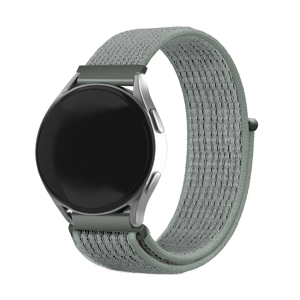 Nylon Strap, grey-green, on a watch, 3/4 front view