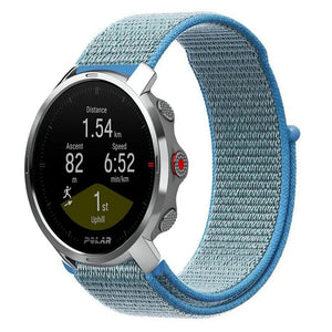 Nylon Strap, blue, on a watch, 3/4 front view