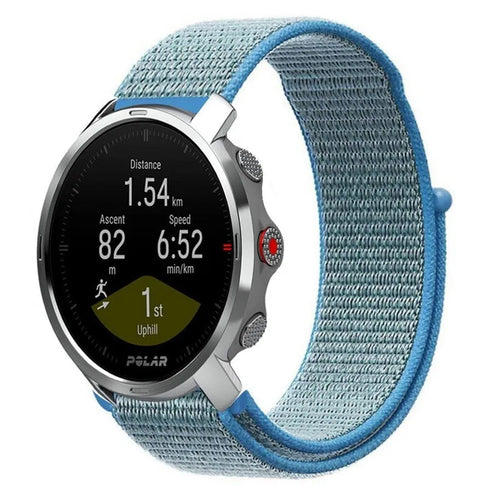 Nylon Strap, blue, on a watch, 3/4 front view
