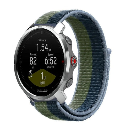 Nylon Strap, moss green, on a watch, 3/4 front view