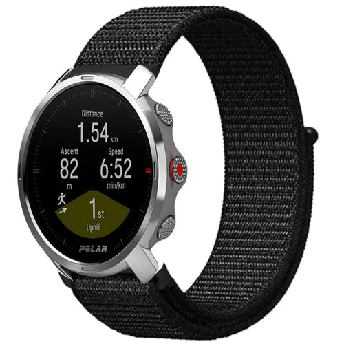 Nylon Strap, black, on a watch, 3/4 front view