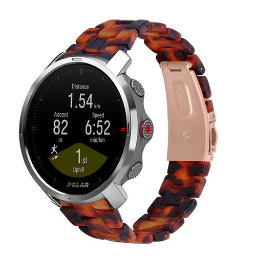 Metal Resin Strap, lava, on a watch, 3/4 front view