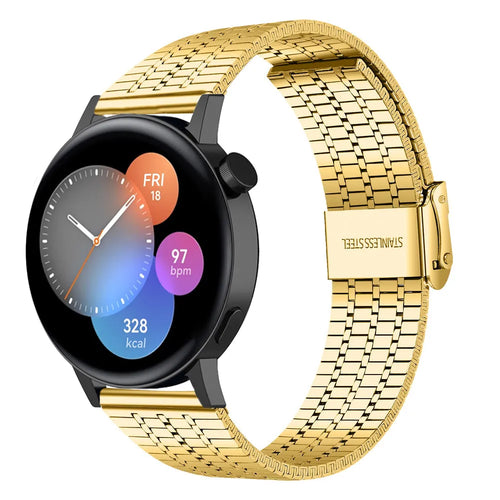 Fine Steel Strap, gold, on a watch, 3/4 front view