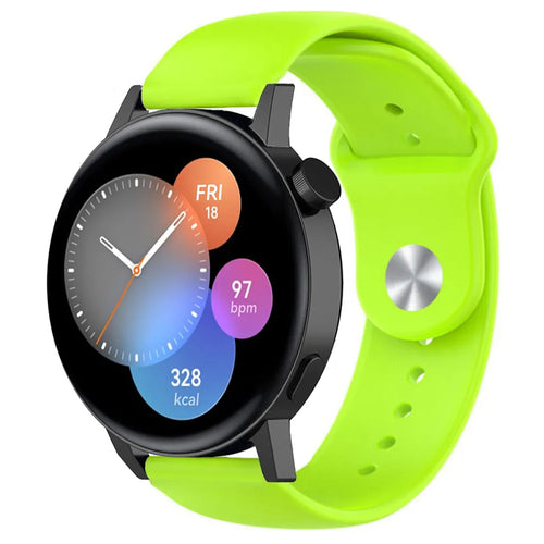 Silicone Sport Strap, light green, on a watch, 3/4 front view