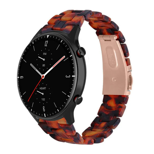 Metal Resin Strap, lava, on a watch, 3/4 front view