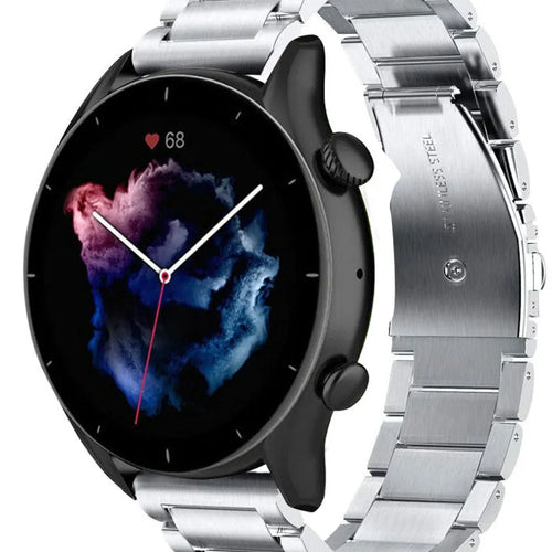 Titanium Strap, silver, on a watch, 3/4 front view