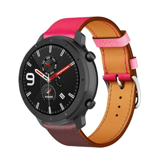 Leather Strap 'Duo', on a watch, 3/4 front view