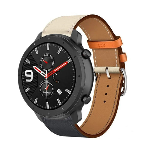 Leather Strap 'Duo', on a watch, 3/4 front view