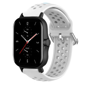 Breathable Silicone Strap, white, on a watch, 3/4 front view