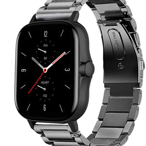 Titanium Strap, graphite, on a watch, 3/4 front view