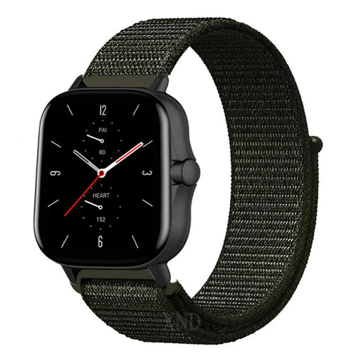 Nylon Strap, dark green, on a watch, 3/4 front view