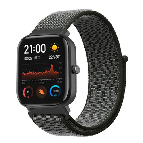 Nylon Strap, green, on a watch, 3/4 front view