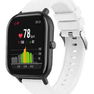 Twill Silicone Strap, white, on a watch, 3/4 front view