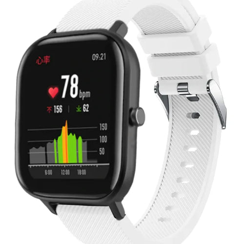 Twill Silicone Strap, white, on a watch, 3/4 front view