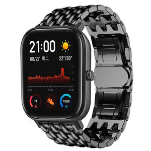 Steel Dragon Strap, black, on a watch, 3/4 front view
