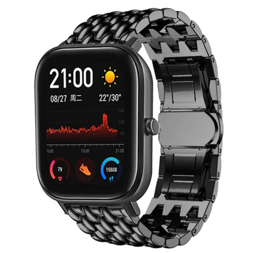 Steel Dragon Strap, black, on a watch, 3/4 front view