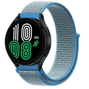 Nylon Strap, blue, on a watch, 3/4 front view