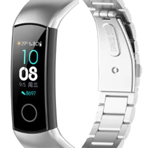 Steel Strap, silver, on a watch, 3/4 front view