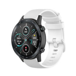 Premium Silicone Strap, white, on a watch, 3/4 front view