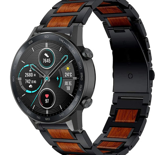 honor-magic-watch-2-stalen-houten-band-zwart