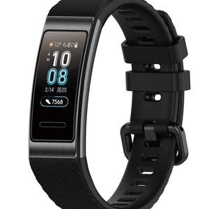 Silicone Strap, black, on a watch, 3/4 front view