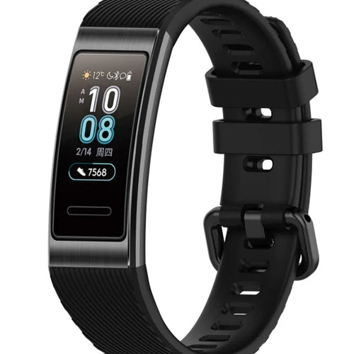 Silicone Strap, black, on a watch, 3/4 front view
