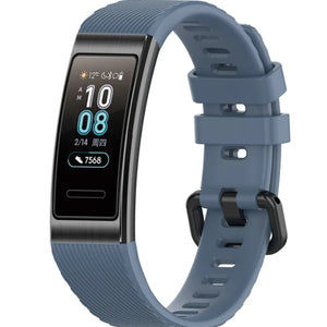 Silicone Strap, grey-blue, on a watch, 3/4 front view